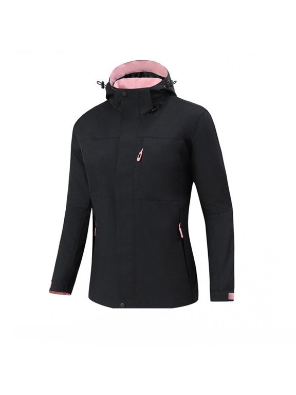 Womens Rain Jacket Plus Size Zipper Pocket Hooded Waterproof Outwear Active Outdoor Rain Jacket for Hiking Travel Windbreaker M-4XL
