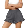 thumbnail image 1 of Admvng Womens Ruffled Hem Shorts Elastic Waist Casual Fit Everyday Wear, 1 of 5