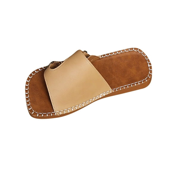 Admvng Womens Sandals Fashionable And Casual Summer New Solid Color Flat Casual Slippers 36-42