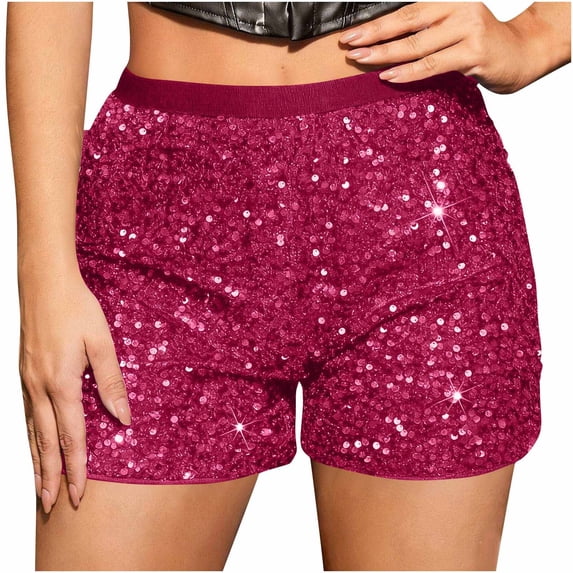 Admvng Womens Sequin Sparkle Shorts Elastic Waist Parties Night Out Shorts