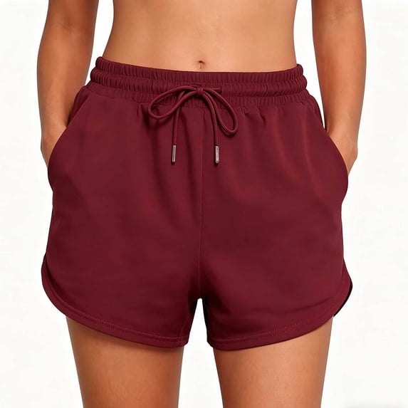 Admvng Womens Shorts Elastic Waist Drawstring Casual Comfy Running Shorts with Side Pockets for Gym Loungewear