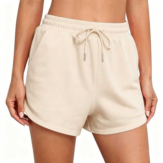 Admvng Womens Shorts Elastic Waist Drawstring Casual Comfy Running Shorts with Side Pockets for Gym Loungewear