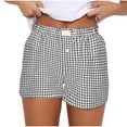 thumbnail image 1 of Admvng Womens Shorts Gingham Checkered Boxer Elastic Waist Everyday Shorts, 1 of 5