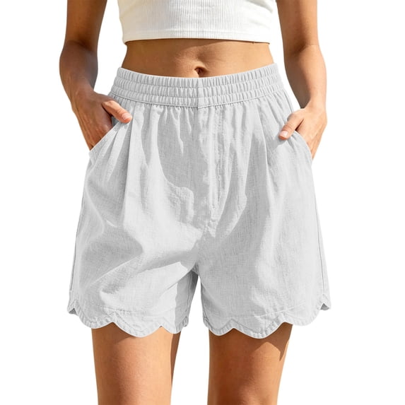 Admvng Womens Shorts Solid Elastic Waistband Soft Lounge Shorts