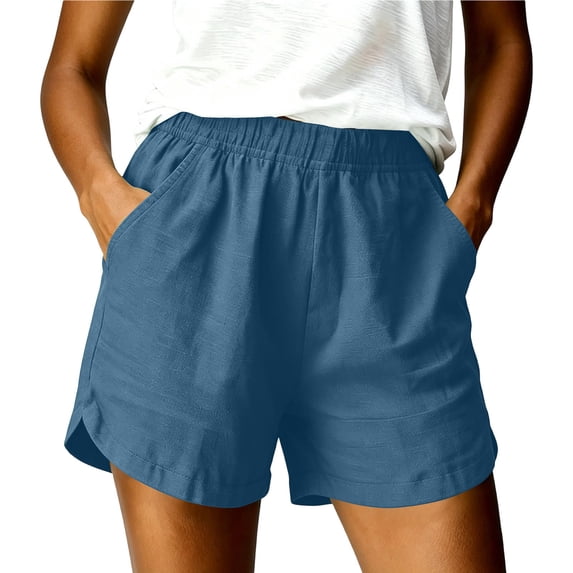 Admvng Womens Shorts Solid Pocket Elastic Waist Soft Lounge Shorts