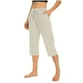 thumbnail image 1 of Admvng Womens Soft Capri Lounge Pants Drawstring Waist Cropped Pants with Side Pockets, 1 of 9