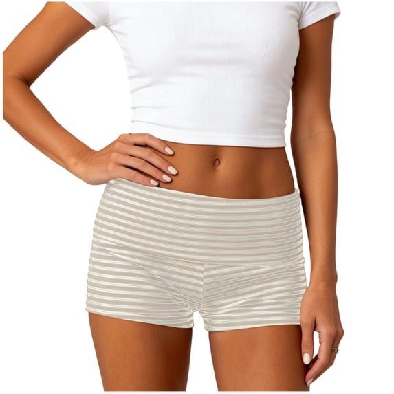 Admvng Womens Striped Biker Shorts Stretchy Low Rise Loungewear Everyday Shorts