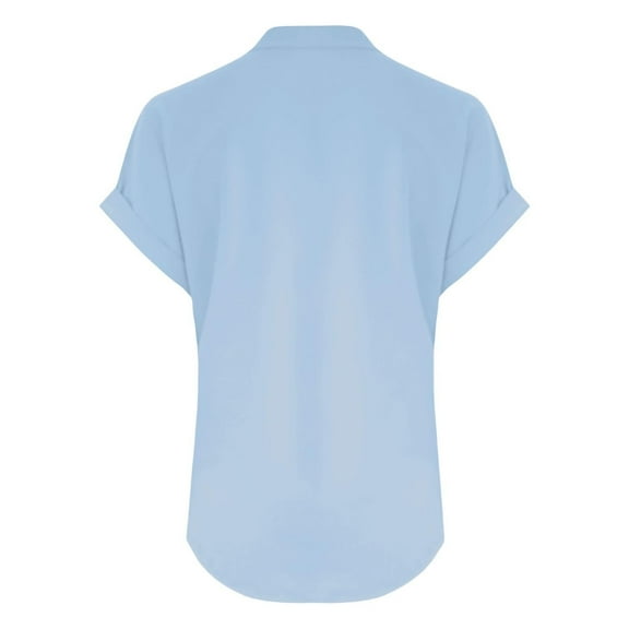 Admvng Womens Summer Tops V-Neck Solid Color Cotton and Linen Short Sleeved Pullover Top S-2XL