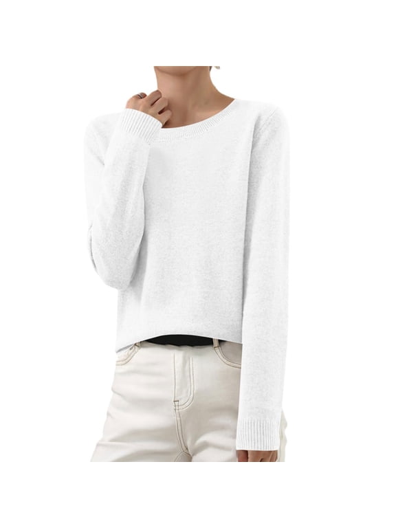 Admvng Womens Sweaters Long Sleeve Crew Neck Lightweight Casual Tops,Sizes S-3XL