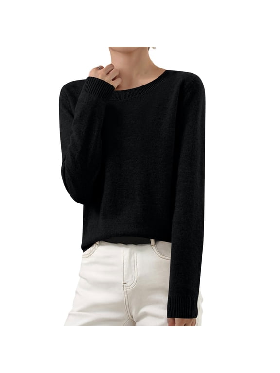 Admvng Womens Sweaters Long Sleeve Crew Neck Lightweight Casual Tops,Sizes S-3XL