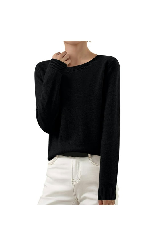 Admvng Womens Sweaters Long Sleeve Crew Neck Lightweight Casual Tops,Sizes S-3XL