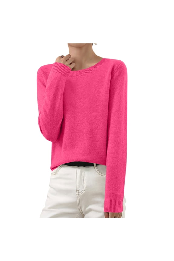 Admvng Womens Sweaters Long Sleeve Crew Neck Lightweight Casual Tops,Sizes S-3XL