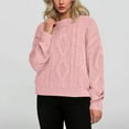 thumbnail image 1 of Admvng Womens Sweaters Solid Casual Knitted Round Neck Sweater Long Sleeved Tops, Size S-3XL, 1 of 4