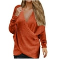 thumbnail image 1 of Admvng Womens Sweaters Winter Solid Color V-neck Long Sleeved Knitted Sweater Loose Top S-3XL, 1 of 7