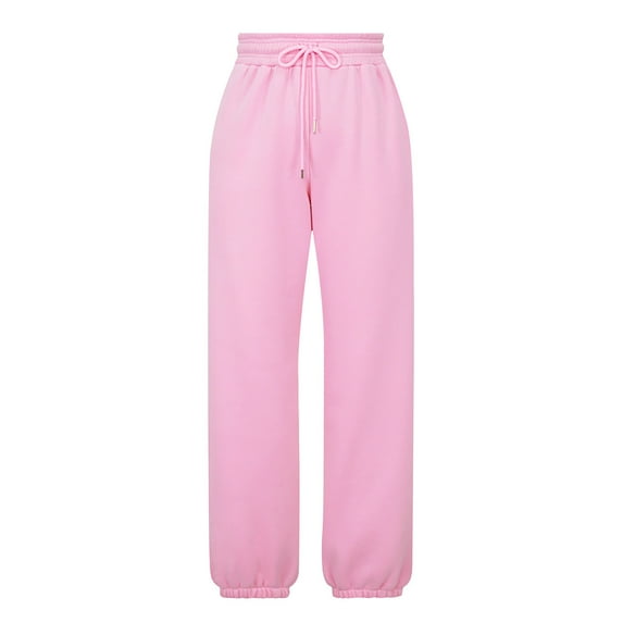 Admvng Womens Sweatpants Autumn and Winter Solid Color Casual Loose Sports Ankle Trousers Drawstring Fleece Pants, Size S-XL