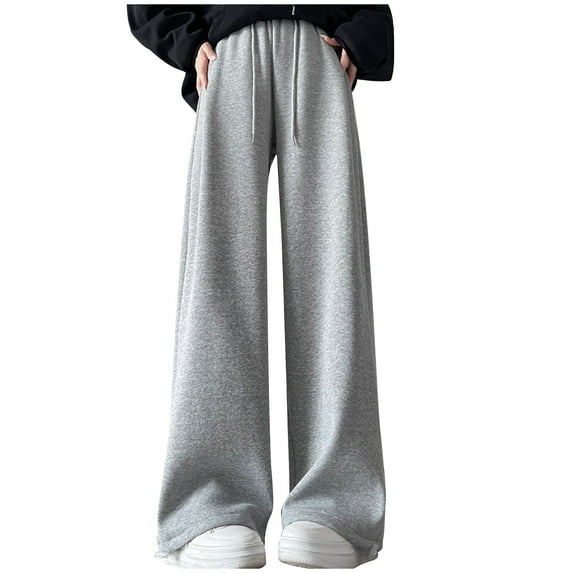 Admvng Womens Sweatpants Autumn and Winter Solid Color Leggings Loose Casual Sanitary Straight Tube Large Length Sports Pants, Size S-3XL