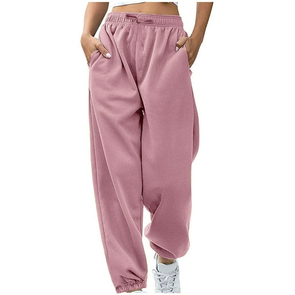 Admvng Womens Sweatpants Casual Solid Elastic Waist Trousers Long Straight Pants,Sizes S-2XL