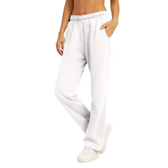 Admvng Womens Sweatpants High Waisted Loose And Casual Straight Linen Cropped Pants Comfy Fall Winter Pants, Size XL-3XL