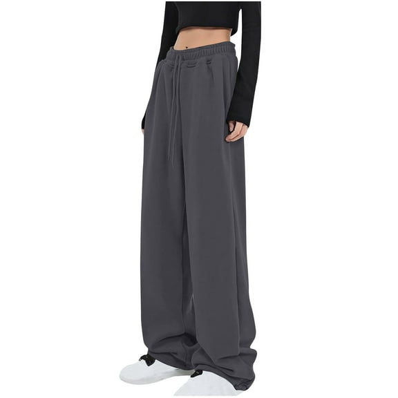 Admvng Womens Sweatpants Solid Mid-Waist Pocket Casual Pants Joggers for Women , Size L-3XL
