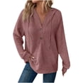 thumbnail image 1 of Admvng Womens Sweatshirt Solid Casual Hooded Button Long Sleeve Drawstring Sweatshirt Top,Sizes S-3XL, 1 of 7