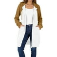thumbnail image 1 of Admvng Fall Coats for Women Solid Color Coat Thickened Fleece Winter Color Matching Casual Zipper Long Sleeve Pocket Hooded Mid-length Sweater S-2XL, 1 of 8
