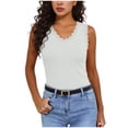 thumbnail image 1 of Admvng Womens Tank Top Lace Trim Ribbed V-Neck Sleeveless Casual Layering Camisole, 1 of 9