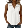 thumbnail image 1 of Admvng Womens Tank Top Sleeveless Half-Zip Collared Textured Casual Summer V-Neck Blouse, 1 of 7