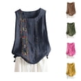 thumbnail image 1 of Admvng Womens Tank Tops Loose Fit Plus Size Embroidered Button Sleeveless Cotton and Linen Top S-5XL, 1 of 4