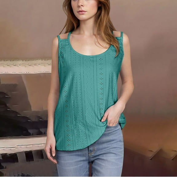 Admvng Womens Tank Tops New Tank Top Round Neck Solid Color Casual Fashion Top S-3XL