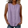 thumbnail image 1 of Admvng Womens Tank Tops Round Neck Button Front Sleeveless Lightweight Casual Shirts, 1 of 6