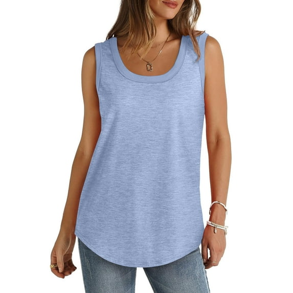 Admvng Womens Tank Tops Scoop Neck Flowy Loose Fit Sleeveless Summer Tops Shirts 3XL-5XL