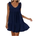 thumbnail image 1 of Admvng Womens Tiered Mini Dress Sleeveless V Neck Tie-Shoulder Straps Ruffled Hem Summer Vacation Dress, 1 of 7