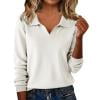 Admvng Womens Tops Casual Loose Long Sleeve Lapel Soft Knit Pullover Sweater S-3XL