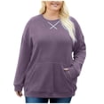 thumbnail image 1 of Admvng Womens Tops Casual Plus Pocket Corduroy Round Neck Long Sleeved Top Oversized Pullover, Size L-4XL, 1 of 1