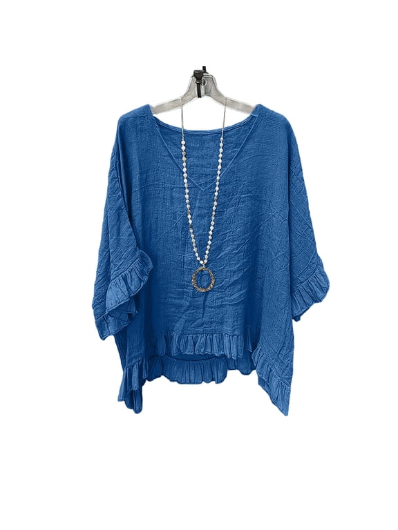 Womens Tops Casual Solid V Neck Flared Short Sleeve T-Shirt Basic Blouse