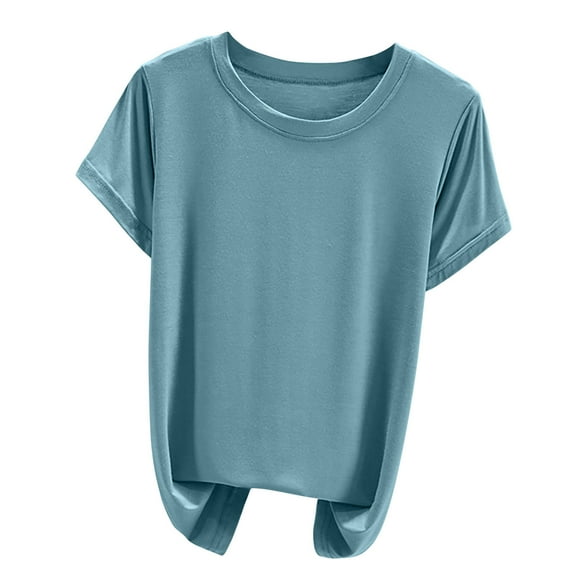 Admvng Womens Tops Solid Round Neck Short Sleeved Top Short Sleeved Round Neck Top/shirt M-2XL