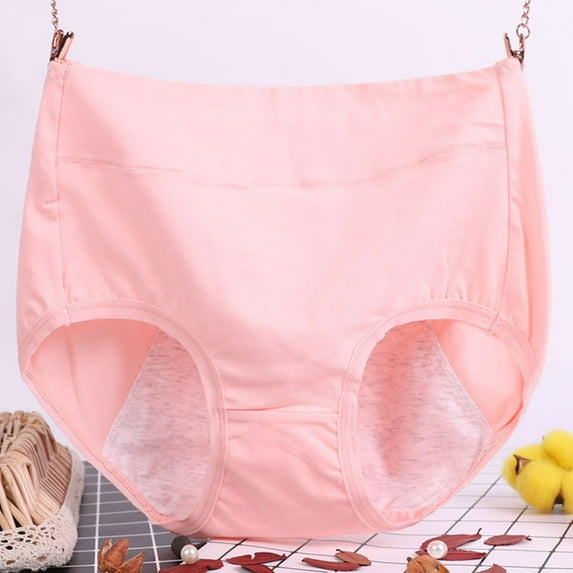 Admvng Womens Underwear Cotton Large Solid Color Leak Proof Menstrual Underwear XL-6XL