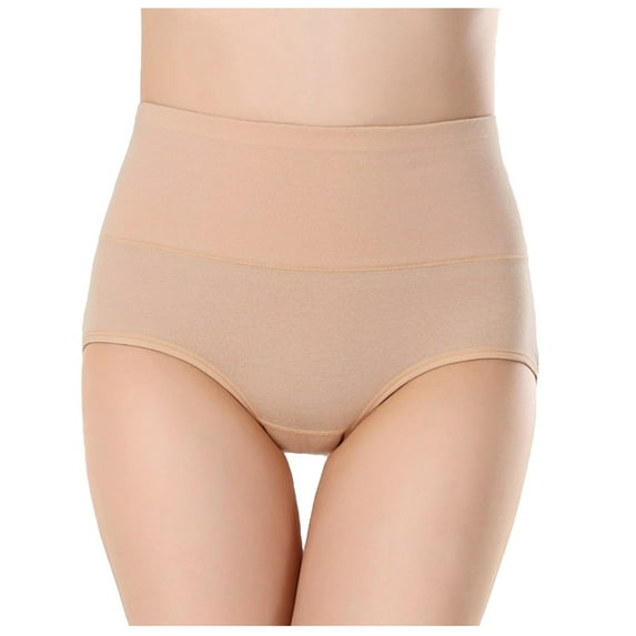 Admvng Womens Underwear Cotton Solid Color High Waist Briefs Lift The Hip Cotton Underpants, Size M-2XL