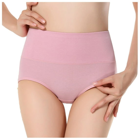 Admvng Womens Underwear Cotton Solid Color High Waist Briefs Lift The Hip Cotton Underpants, Size M-2XL