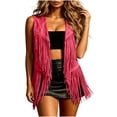 thumbnail image 1 of Admvng Womens Vest Open Front Faux Suede Fringe Cowboy Western Style Cropped Sleeveless Plus Size Party Layering Gilet, 1 of 5