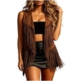 thumbnail image 1 of Admvng Womens Vest Open Front Faux Suede Fringe Cowboy Western Style Cropped Sleeveless Plus Size Party Layering Gilet, 1 of 5