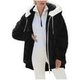thumbnail image 1 of Admvng Womens Winter Coats Solid Color Zipper Pocket Hooded Ear Loose Jacket Long Sleeved Hooded Casual Winter Coats for Women S-2XL, 1 of 8
