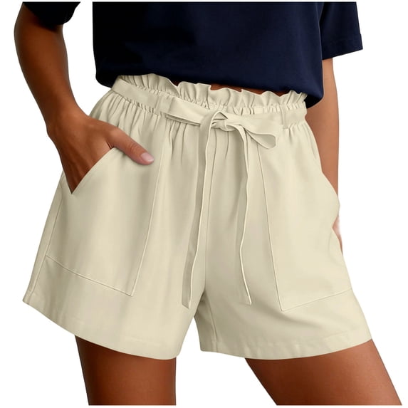 Admvng Wonens Shorts Casual Summer Loose Drawstring Comfortable Cotton Yoga Stretchy Work Short Pants With Pocket Size S-2XL
