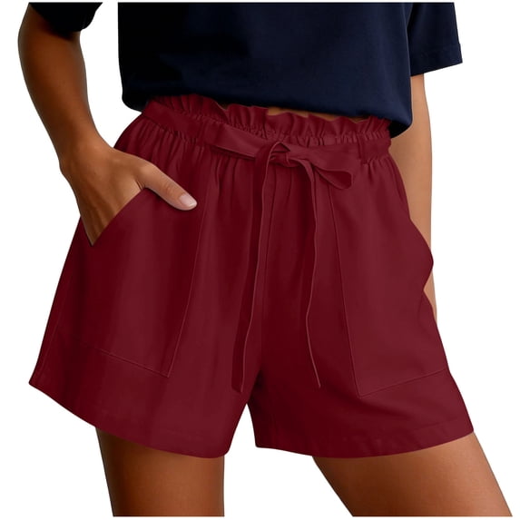 Admvng Wonens Shorts Casual Summer Loose Drawstring Comfortable Cotton Yoga Stretchy Work Short Pants With Pocket Size S-2XL