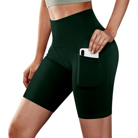 Admvng Workout Shorts Women Basic High Waisted Compression Athletic Leggings Yoga Shorts with Pockets S-2XL