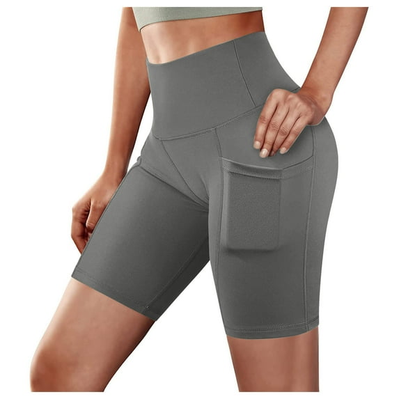 Admvng Workout Shorts Women Basic High Waisted Compression Athletic Leggings Yoga Shorts with Pockets S-2XL