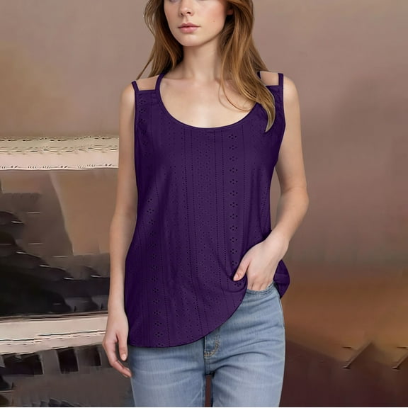 Admvng Workout Tank Tops for Woman New Tank Top Round Neck Solid Color Casual Fashion Top S-3XL