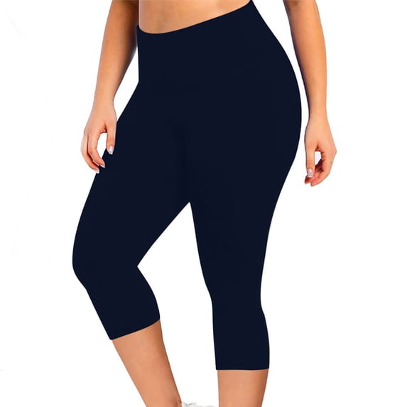 Admvng Yoga Pants Women Solid Plus with Pocket Elastic High Waist Leggings, Size XL-5XL