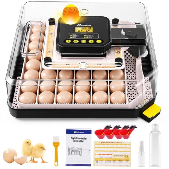 Adnoom 48 Egg Incubator for Hatching Eggs, Egg Hatcher Incubator with Auto Egg Turning,Temp & Humidity Control,Egg Candler,Incubator for Quail Ducks Chicken
