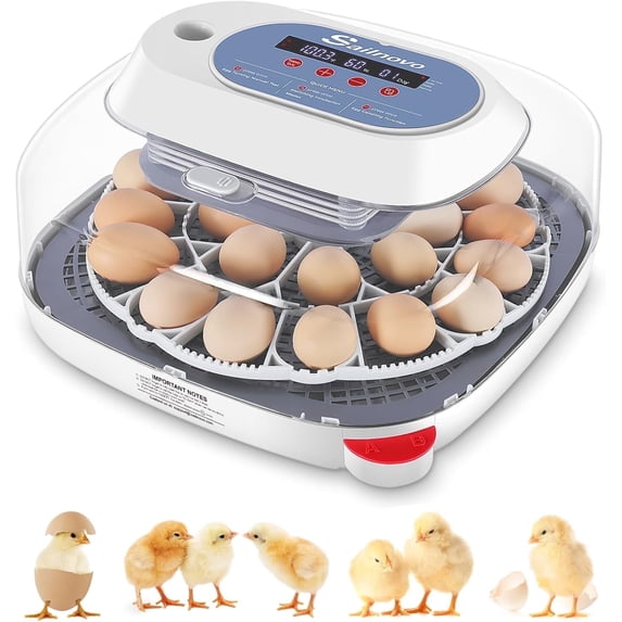 Adnoom 24 Egg Incubator for hatching chicks, Incubator with Temperature Control Humidity Display, Automatic Egg Turning,4 Modes, Digital Egg Incubator w/Egg Candler for Hatching Chicken Duck Quail